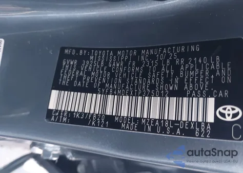 2026 Toyota Corolla Le из США, поврежденный, VIN 5YFB4MDEXTP375012